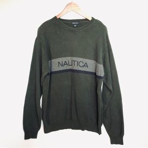 NAUTICA Sweater Size XL Knit Colorblock Cozy Preppy Logo